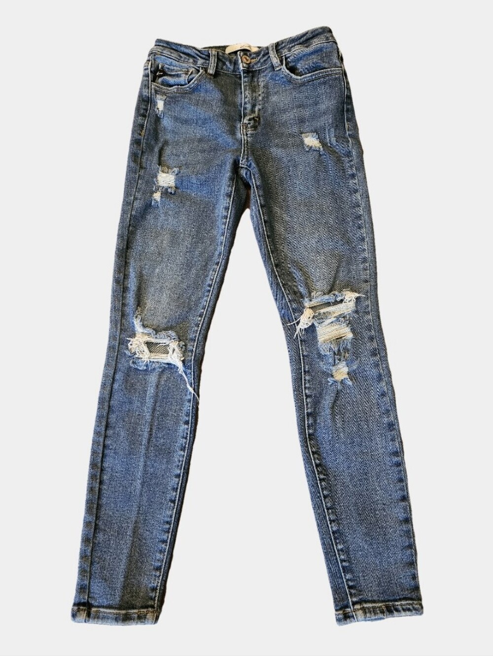KanCan High Waist Medium Wash Distressed Skinny Ankle Jeans Size 3/25